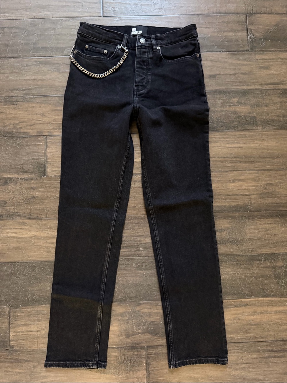 THE KOOPLES Cool Black Denim Chain Gang Jeans Sz 28 NEW $400!!